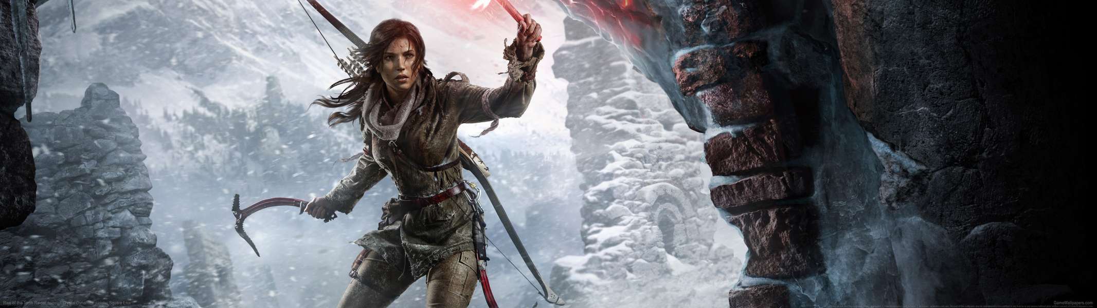 Rise of the Tomb Raider dos pantallas fondo de escritorio