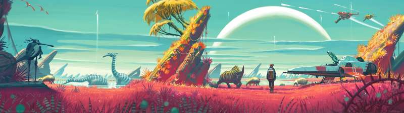 No Man's Sky dual screen fondo de escritorio